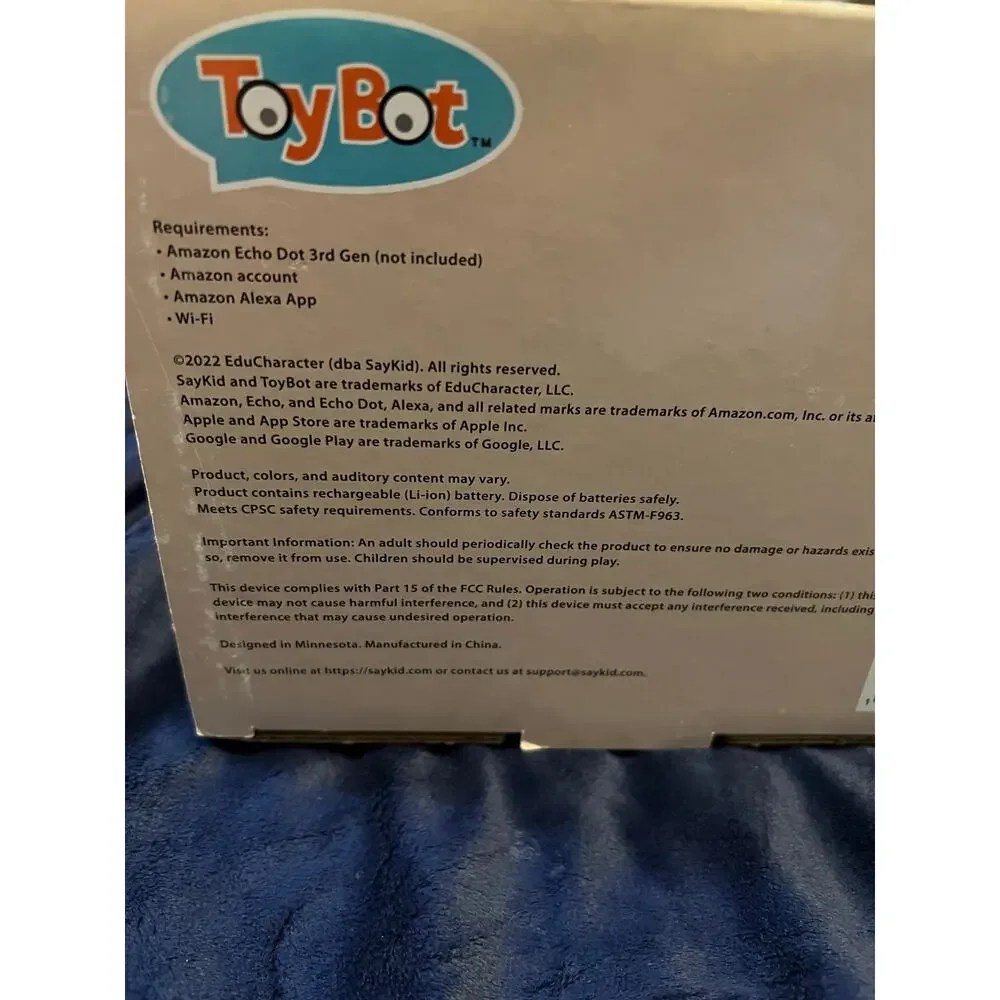 SayKids ToyBot STEAM Robot Plush Alexa Echo Dot Learning Toy Complete NWT